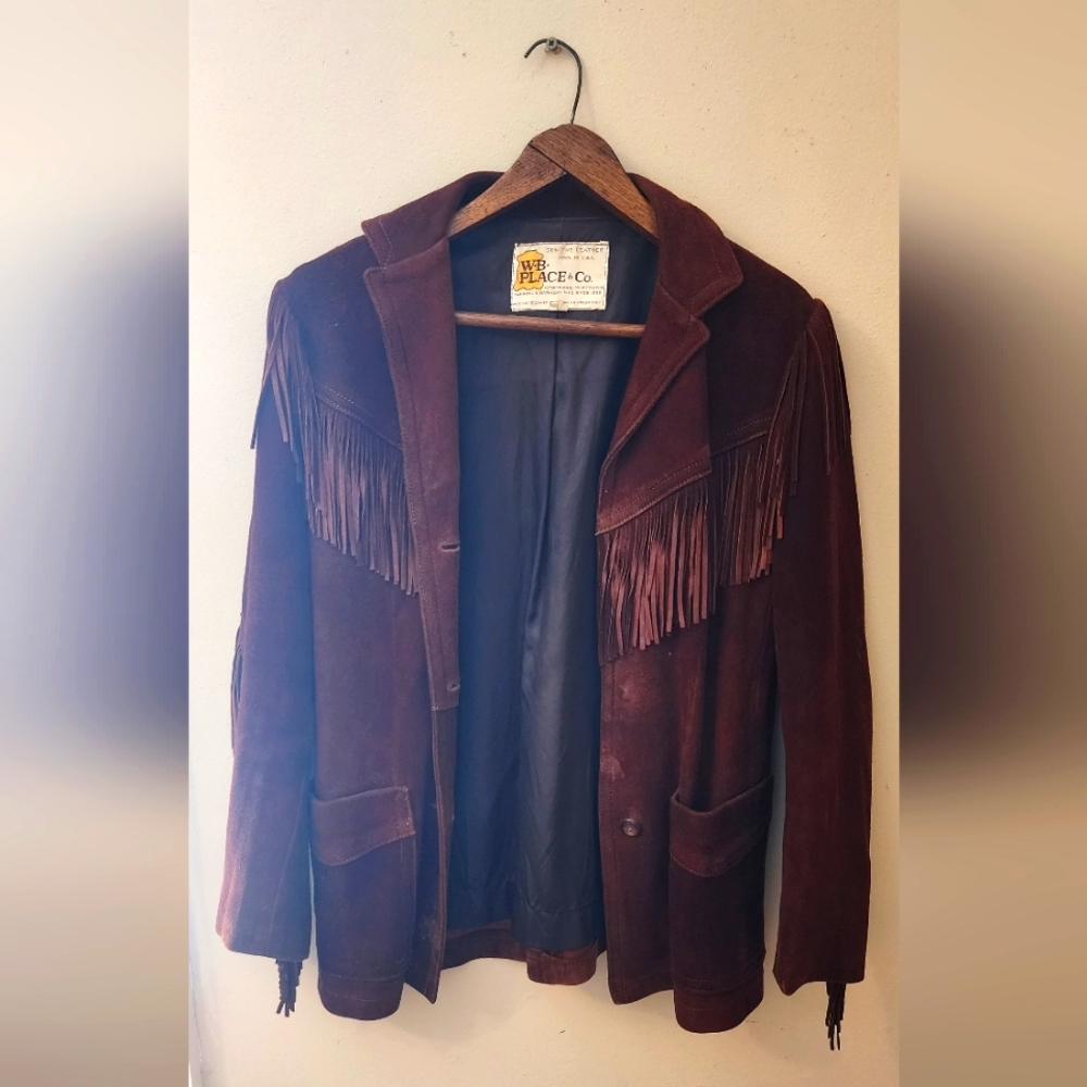 1970's W.b place & co Leather Fringe Jacket